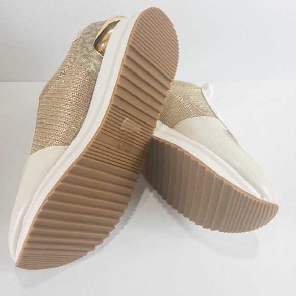 Michael Kors Monique Knit Trainer Lace-up Gold Sneakers -8.5 - Picture 7 of 8